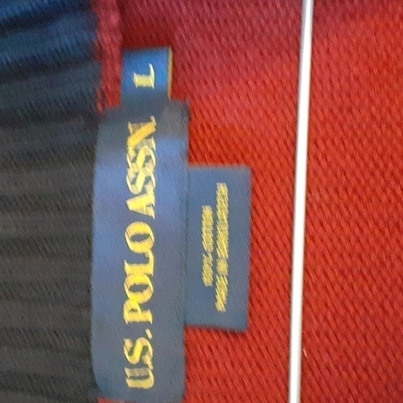 US polo assn embroidered large horse spell out men's 1/4 zip burgundy sweater L - Picture 6 of 12